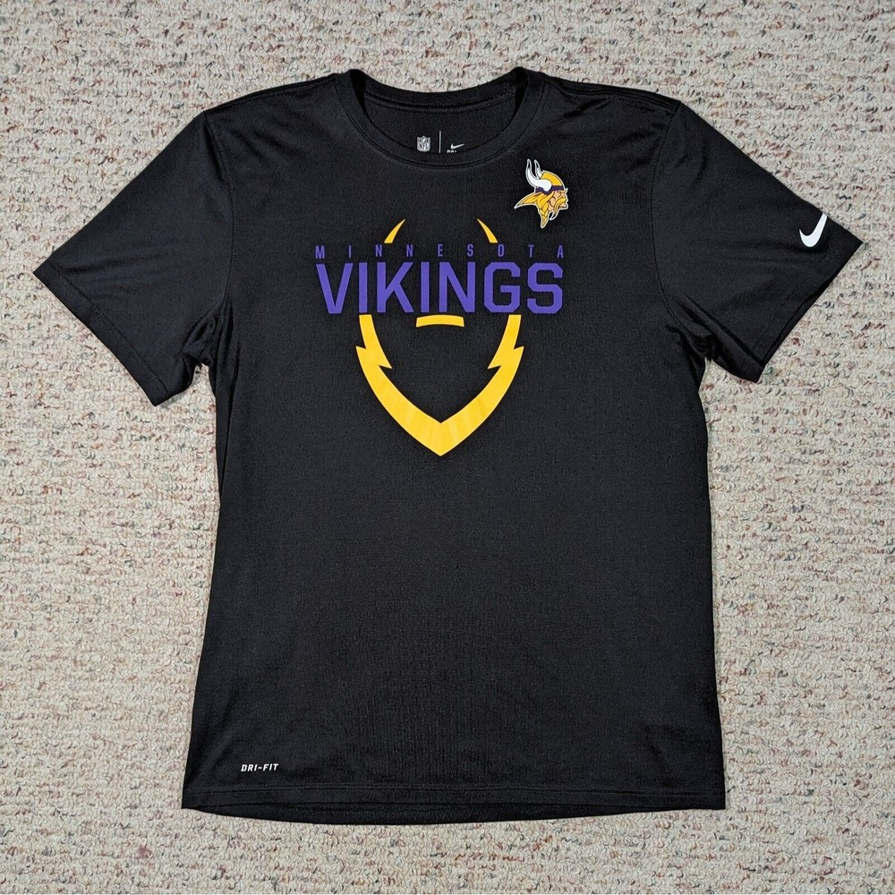 Nike Dri-Fit Minnesota Vikings T-Shirt NFL Team Apparel Black LARGE Mens Tee